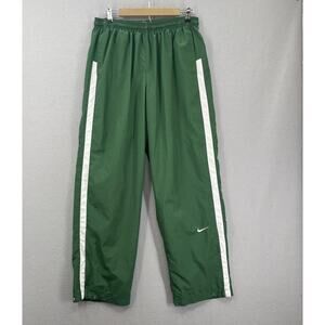 Nike Team Pants Mens XL Green White Track Athletic Warm Up Windbreaker Polyester